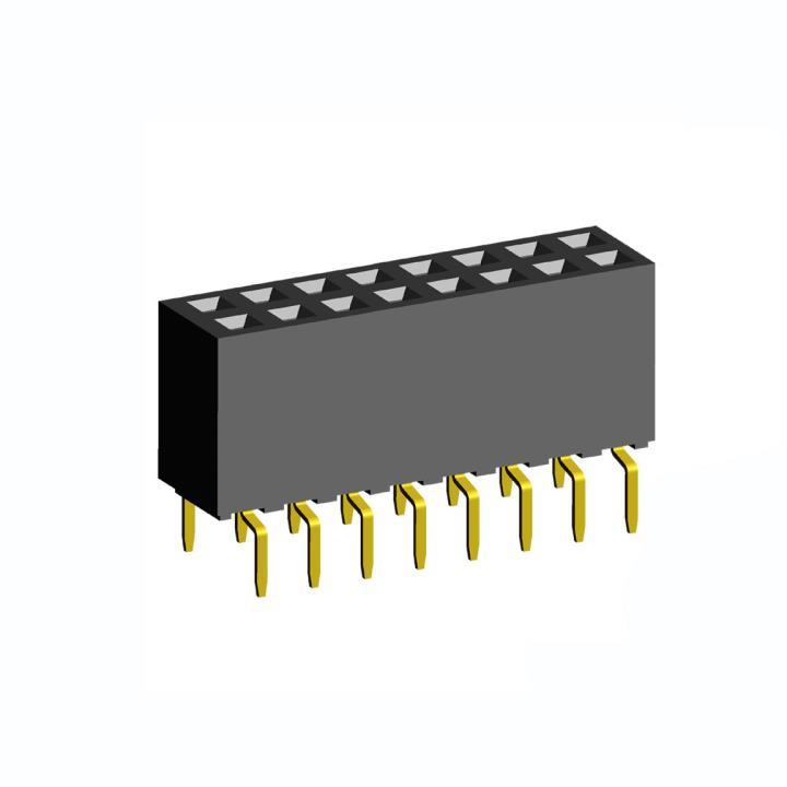 2214TB-XXG-85-06 series, double-row straight sockets on the board for mounting in holes, pitch 2,54x2,54 mm, Board-to-Board connectors, pin headers and sockets > pitch 2,54x2,54 mm