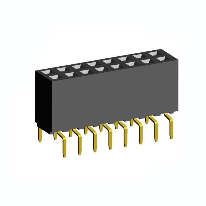 2214TB-XXG-85-07 series, double-row straight sockets on the board for mounting in holes, pitch 2,54x2,54 mm, 2x40 pins