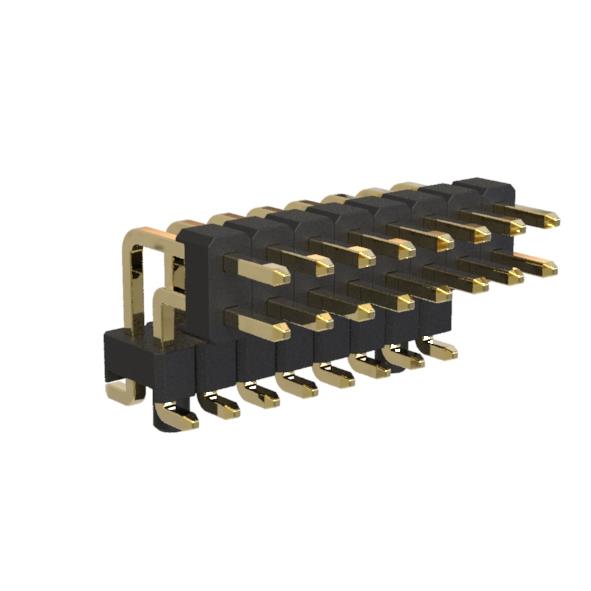 BL1215-22xxM-PG series, double row SMD horizontal angle pin headers with double insulator with guides in the Board, pitch 2,54x2,54 mm, Board-to-Board connectors, pin headers and sockets > pitch 2,54x2,54 mm