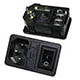 Unit IEC60320 plug(C14) power supply with breaker (without back-light) and fuse holder with snaps on panel