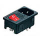 Unit IEC60320 plug(C14) mains switch with red povetko and fuse holder snap panel