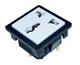 Universal socket NEMA 5-15R/Euro/BS 1363, mains power supply with panel latches