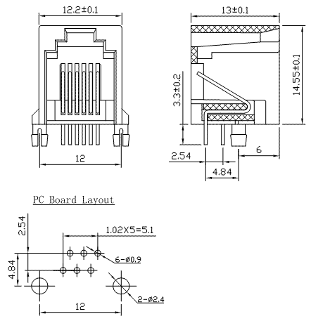 5511-66-100-001-L / 55 Series Modular Jack / Modular Jack / Connectors