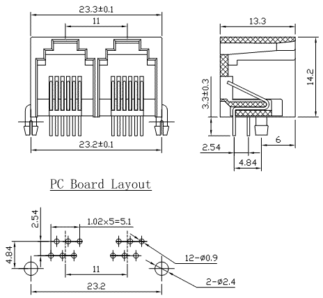 5512-62-100-001-L / 55 Series Modular Jack / Modular Jack / Connectors