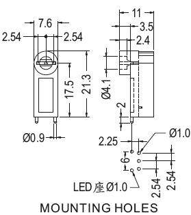 90° LED spacer support