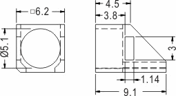 90° LED spacer support