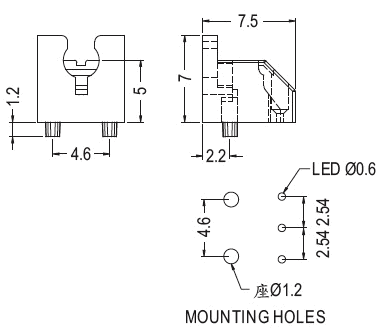 90° LED spacer support