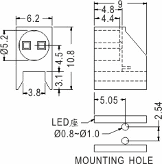 90° LED spacer support