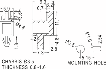 90° LED spacer support