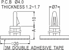 Support latch self-adhesive pad / Spacer support