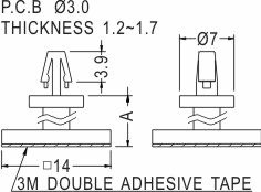 Support latch self-adhesive pad / Spacer support