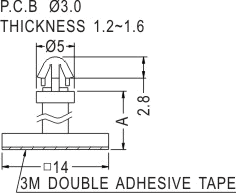 Support latch self-adhesive pad / Spacer support