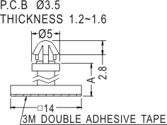 Support latch self-adhesive pad / Spacer support