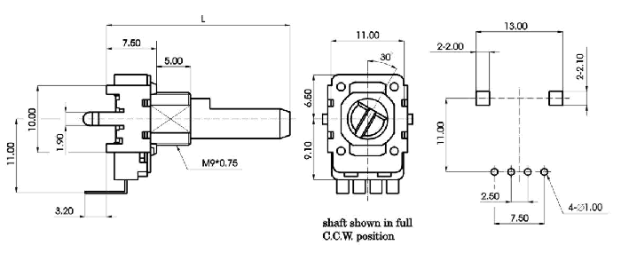 R1112N-_D1-, Rotary Potentiometers 11 mm