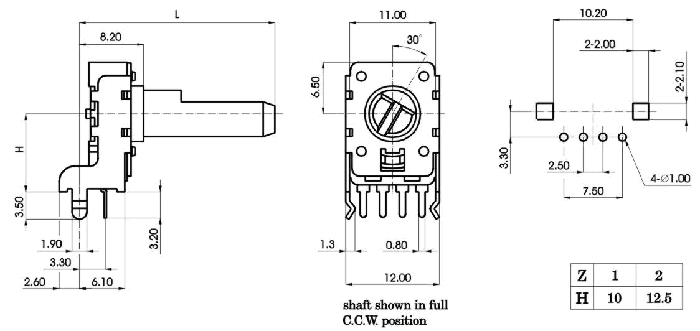 R1116N-_A_-, Rotary Potentiometers 11 mm