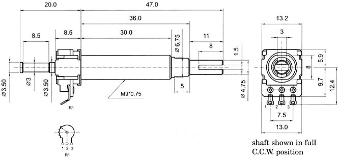 R12001-, Rotary Potentiometers 12 mm