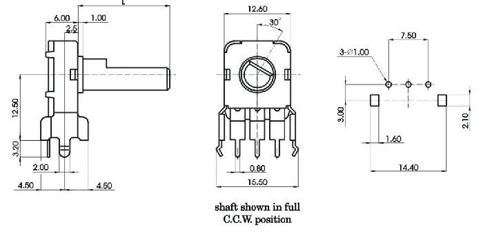 R1201N-_A1-, Rotary Potentiometers 12 mm