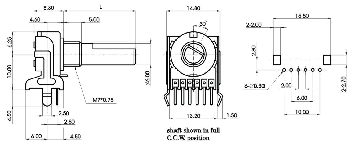 R1212G-_A3-, Rotary Potentiometers 12 mm