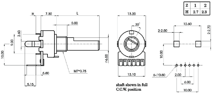 R1212G-_D_-, Rotary Potentiometers 12 mm