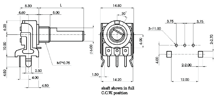 R1212N-_A2-, Rotary Potentiometers 12 mm