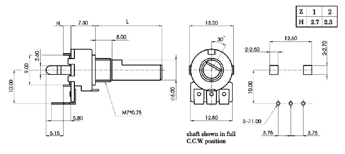 R1212N-_D_-, Rotary Potentiometers 12 mm