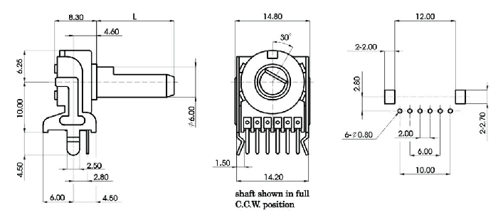 R1216G-_A1-, Rotary Potentiometers 12 mm