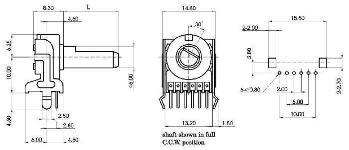 R1216G-_A3-, Rotary Potentiometers 12 mm