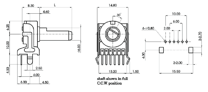 R1216G-_A4-, Rotary Potentiometers 12 mm