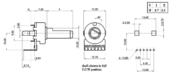 R1216G-_D_-, Rotary Potentiometers 12 mm