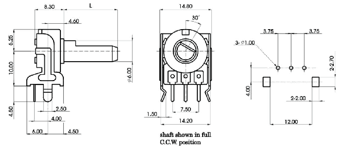 R1216N-_A2-, Rotary Potentiometers 12 mm