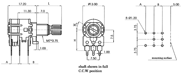 R121SG-_A_-, Rotary Potentiometers 12 mm