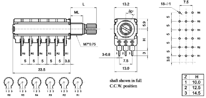 R126_G-_A_-, Rotary Potentiometers 12 mm