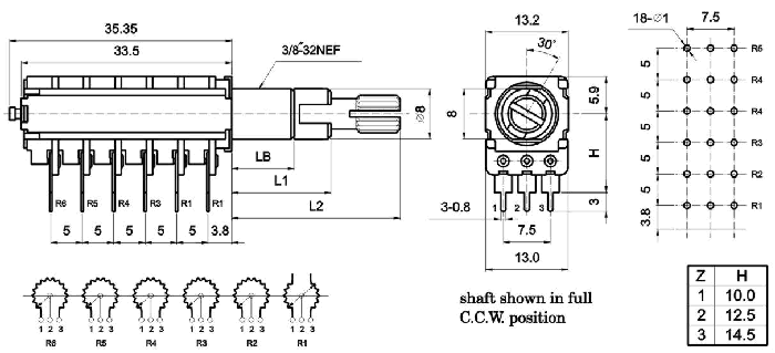 R12F_G-_A_-, Rotary Potentiometers 12 mm