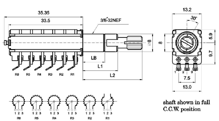 R12F_G-_B1-, Rotary Potentiometers 12 mm