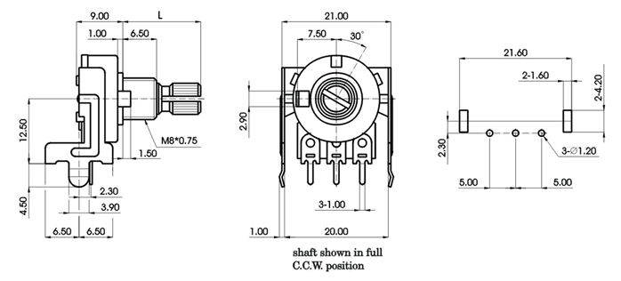 R1613N-_A1-, Rotary Potentiometers 16 mm