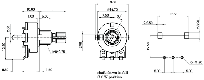 R1613N-_D1-, Rotary Potentiometers 16 mm