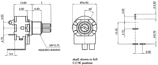 R1615S-_D2-, Rotary Potentiometers 16 mm