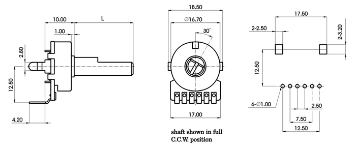 R1616G-_D1-, Rotary Potentiometers 16 mm