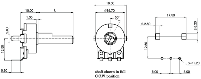 R1616N-_D1-, Rotary Potentiometers 16 mm