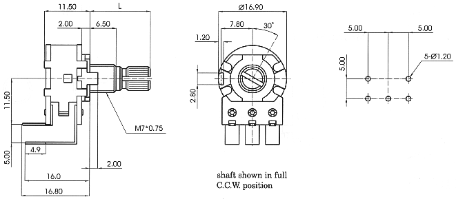 R1620S-_D3-, Rotary Potentiometers 16 mm