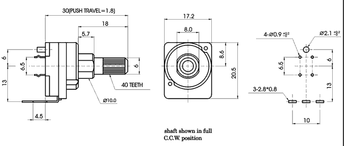 R16P4S-4D9-, Rotary Potentiometers 16 mm