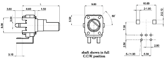 R0901G-_D1-, Rotary Potentiometers 9 mm