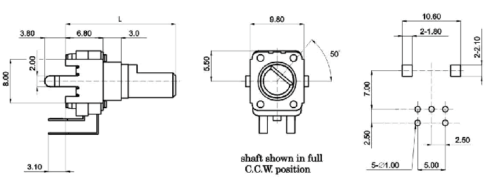 R0902G-_D1-, Rotary Potentiometers 9 mm