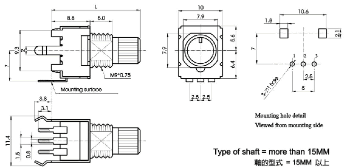 R0912N-_D1-, Rotary Potentiometers 9 mm