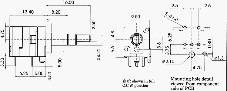 RD91DS-0A1-, Rotary Potentiometers 9 mm