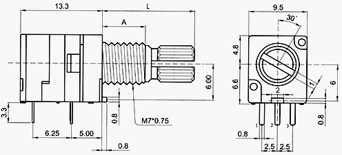 RD91_S-_A1-, Rotary Potentiometers 9 mm