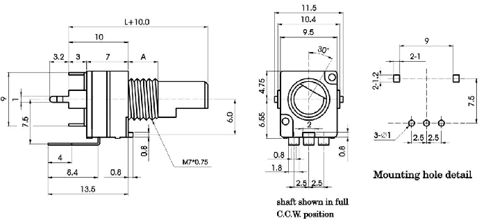 RD91_N-_D1-, Rotary Potentiometers 9 mm