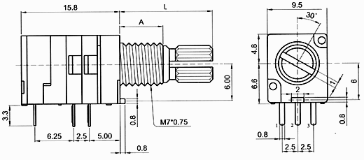 RD92_S-_A1-, Rotary Potentiometers 9 mm