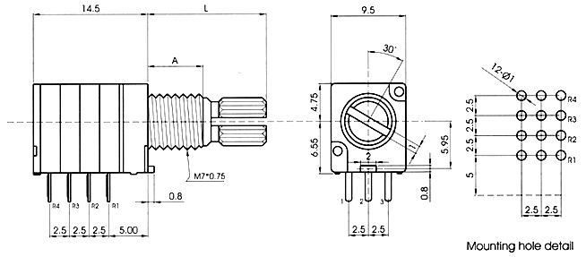 RD94_G-_A1-, Rotary Potentiometers 9 mm