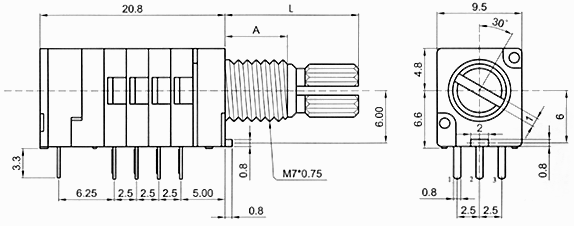 RD94_S-_A1-, Rotary Potentiometers 9 mm